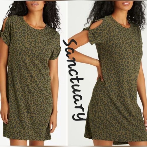 Sanctuary Dresses & Skirts - Sanctuary So Twisted T-Shirt Dress Animal Print Mobwife Crewneck Short Sleeves M